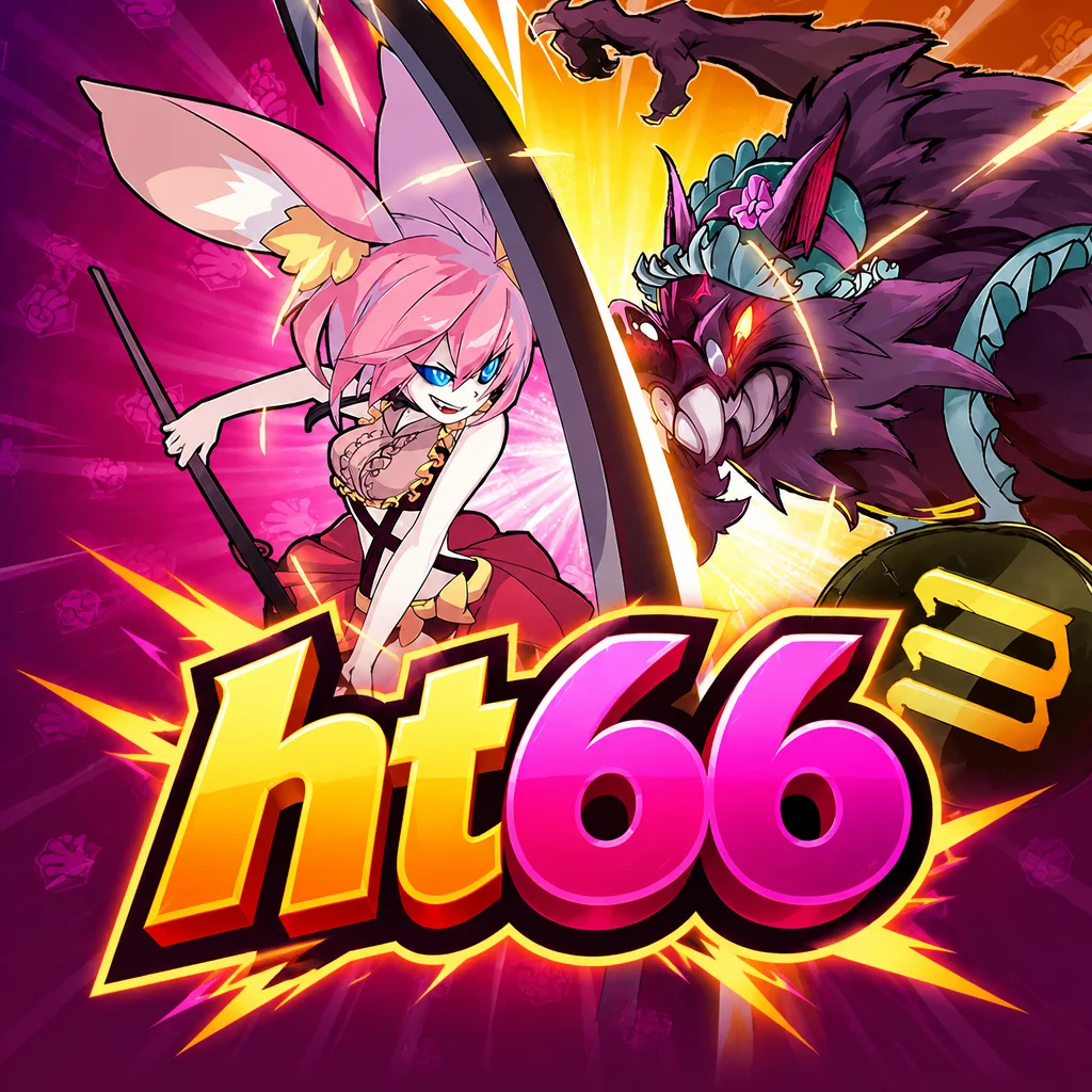 Karakter gadis berambut merah muda dan serigala bertarung dari game Hood vs Wolf di ht66