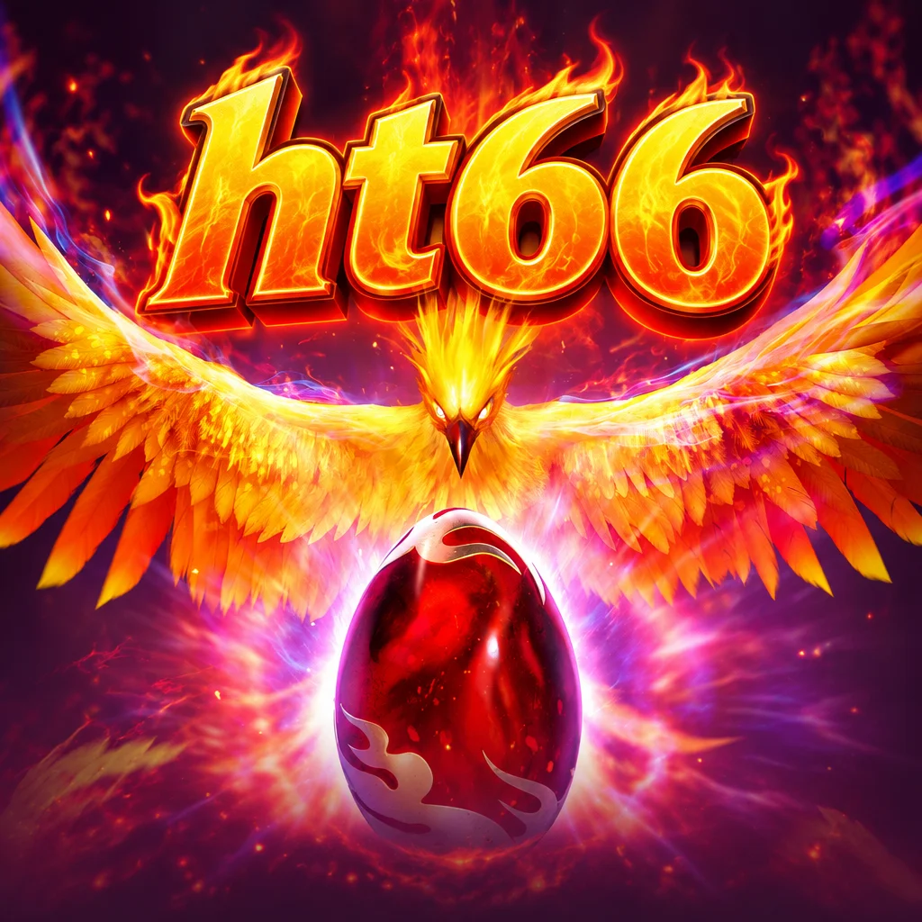 Burung feniks api membentangkan sayap di atas telur bercahaya pada game Phoenix Rises di ht66